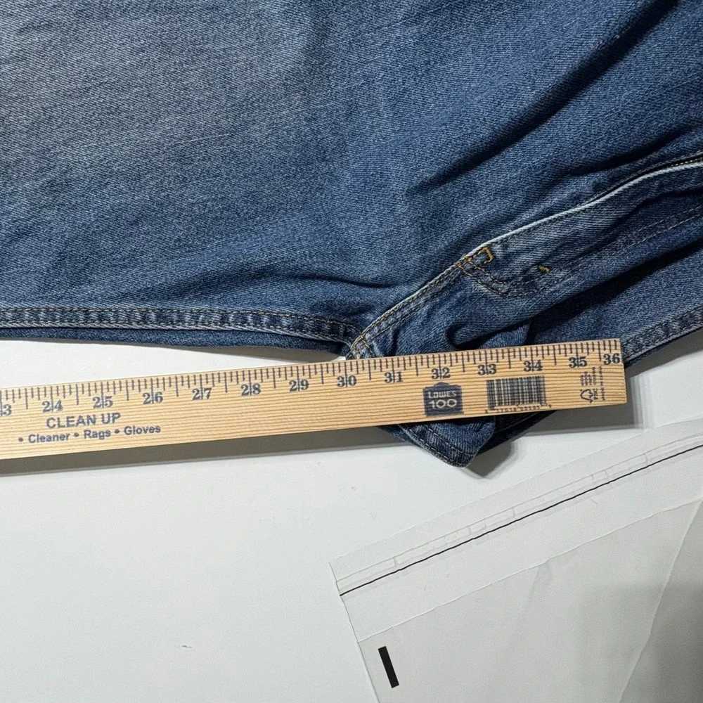 Levis 505 Regular Fit Straight Leg Blue Denim Jeans Mens 38x32 Medium Wash - Picture 11 of 14